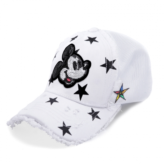 Disney Cap White Denim Star Mesh