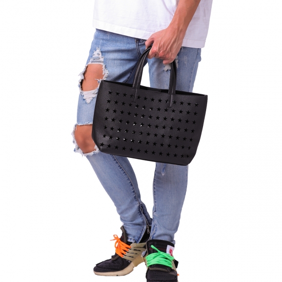 PUNCHING TOTE-S BLACK BLACK PUNCHING TOTE-S BLACK BLACK