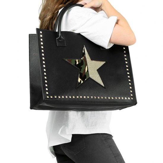 STAR SQUARE TOTE - BLACK