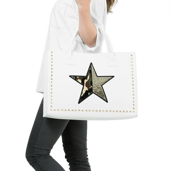 STAR SQUARE TOTE - WHITE