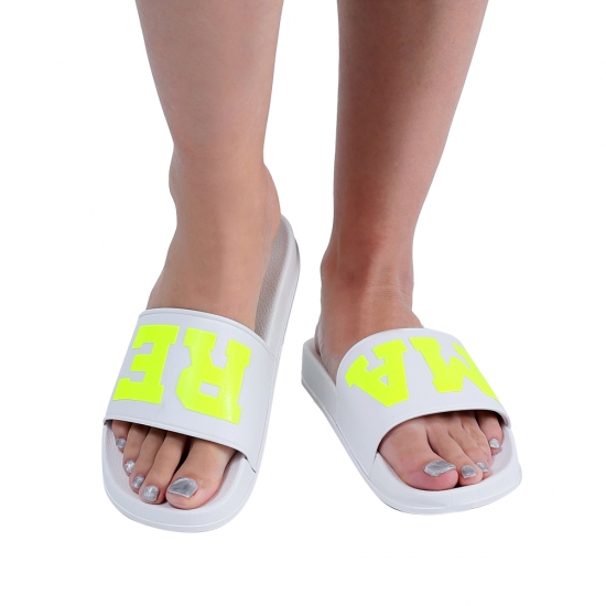 SHOWER SANDAL MARE WHITE - NEON YELLOW