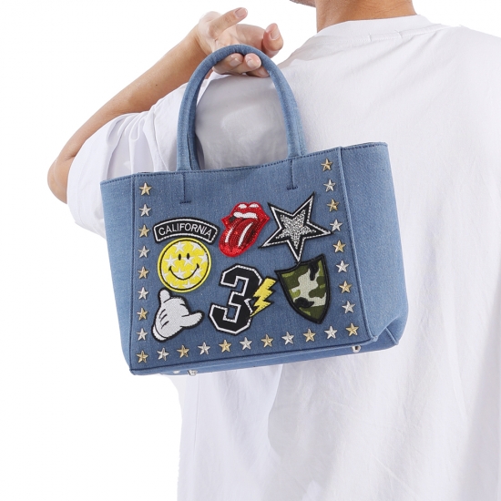 TRE☆STAR キャンバストート TURQUOISE WAPPEN CANVAS TOTE - S DENIM