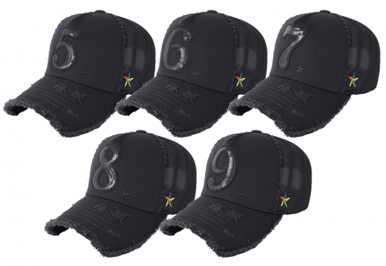 NUMBERING CAP BLACK BLACK 5-6-7-8-9