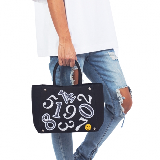 NUMBERING CANVAS TOTE - S BLACK