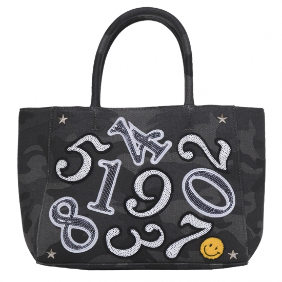 NUMBERING CANVAS TOTE - Ｓ BLACK CAMO