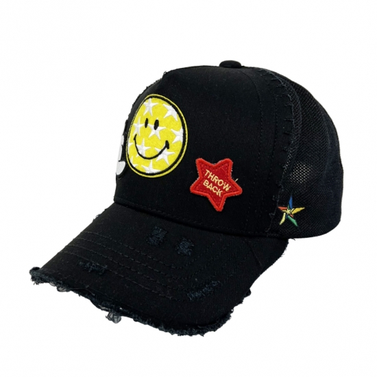 WAPPEN CAP YELLOW SMILEY BLACK
