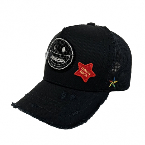 WAPPEN CAP BLACK SMILEY BLACK