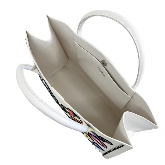 SQUARE TOTE CRAZY NUMBER WHITE