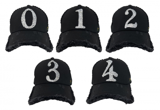NUMBERING CAP RHINESTONE BLACK 0-1-2-3-4 NUMBERING CAP RHINESTONE BLACK 0-1-2-3-4