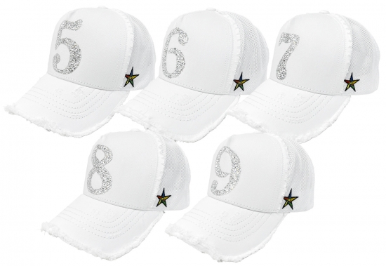 センスのいい お歳暮 NUMBERING CAP RHINESTONE WHITE 5-6-7-8-9 帽子