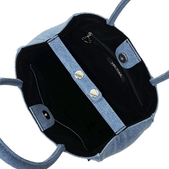 TURQUOISE WAPPEN CANVAS TOTE - S DENIM