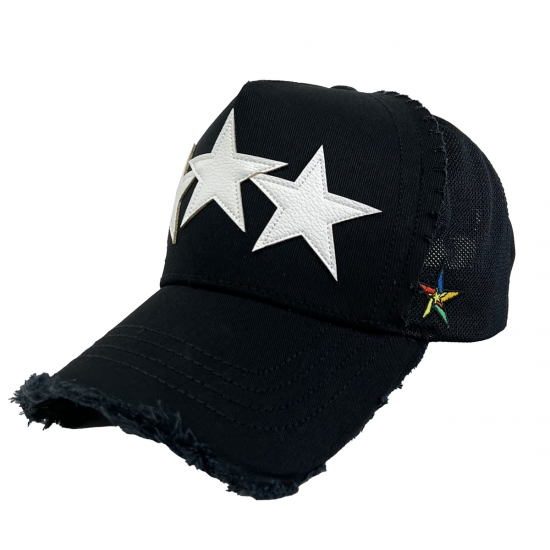 MONOTONE 3 STAR PATCH CAP - BLACK