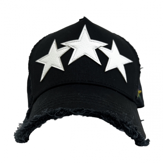 MONOTONE 3 STAR PATCH CAP - BLACK
