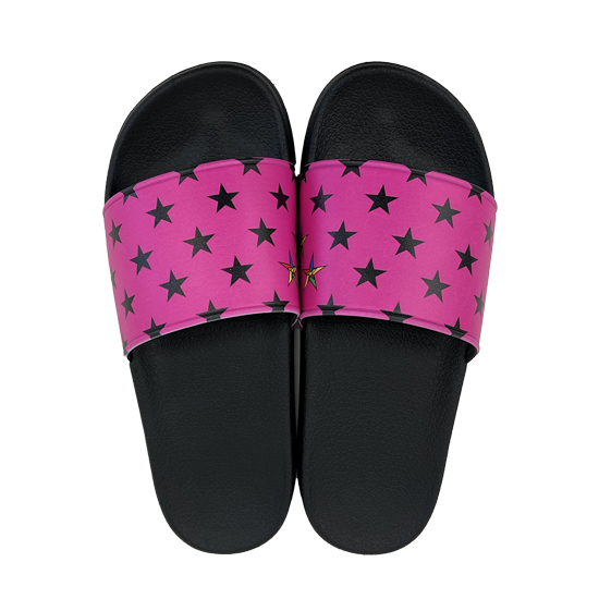 SHOWER SANDAL - BLACK STAR - neon pink